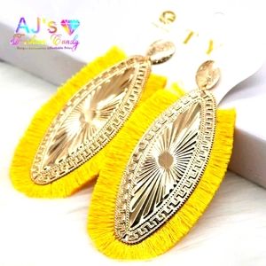 Large Fringed Boho Style Dangle Drop Earrings